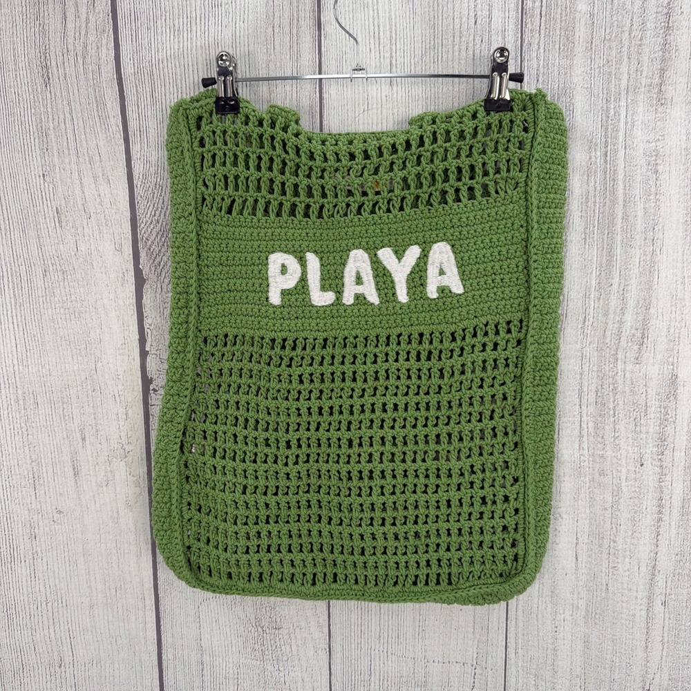 C&C California Beach Bag Green Playa Crochet Tote Boho Large Summer Lightweight